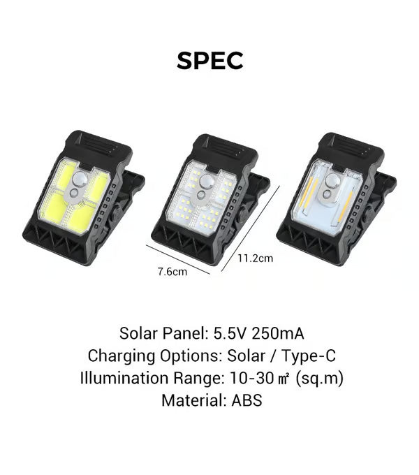 USB & Solar Powered Motion Sensor Clip Lights