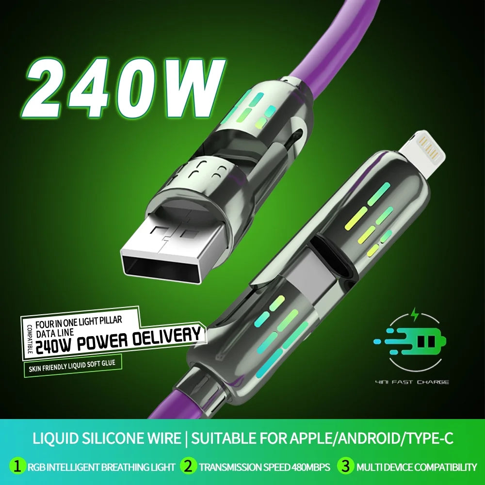 📲4-in-1 USB Charging Cable fast charging MAX 240W⚡