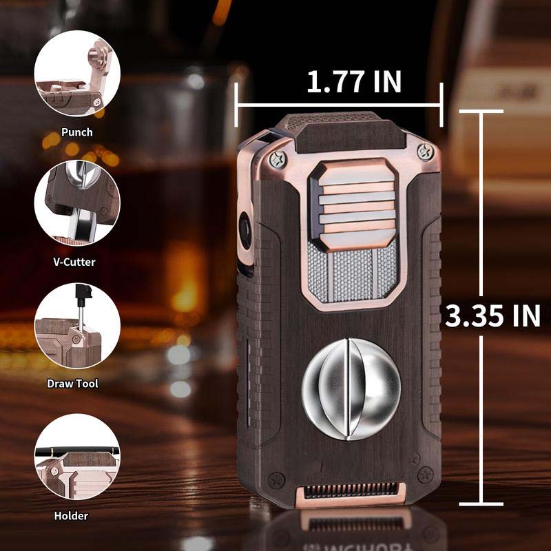 🎁New Year gifts🎊5-in-1 Refillable Cigar Torch Lighter with Cutter✨Buy 2, Free Shipping 🚚