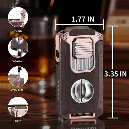 🎁New Year gifts🎊5-in-1 Refillable Cigar Torch Lighter with Cutter✨Buy 2, Free Shipping 🚚
