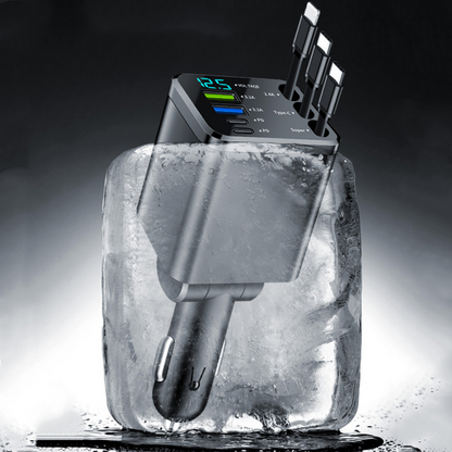 7-in-1 Retractable Fast Car Charger with Voltage Display